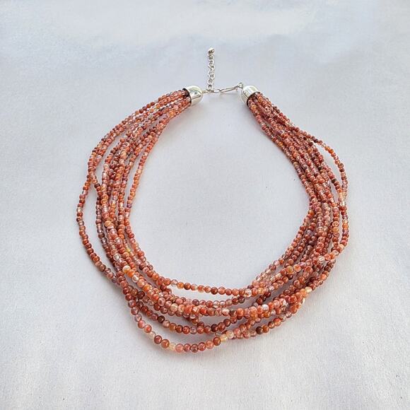 Jay King Multi 8 Strand Necklace 16" Red Agate New Western Coastal Resort - Picture 5 of 11